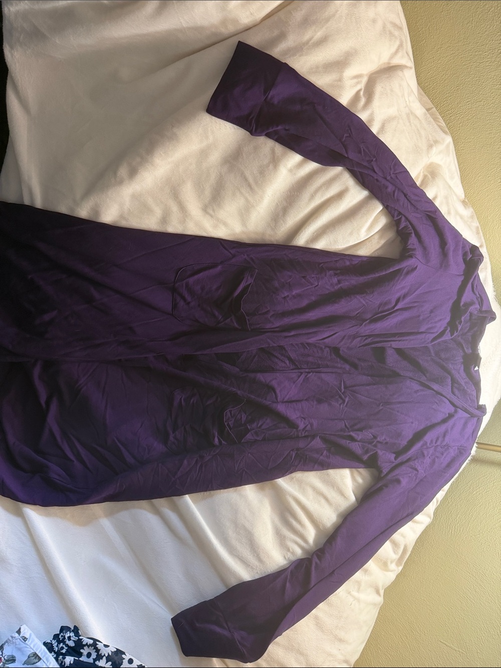 Liz Claiborne Deep Purple Long Open-Front Trench Coatigan